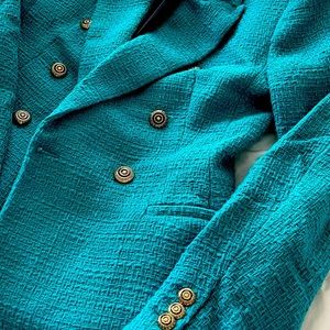Zara Teal Tweed Blazer